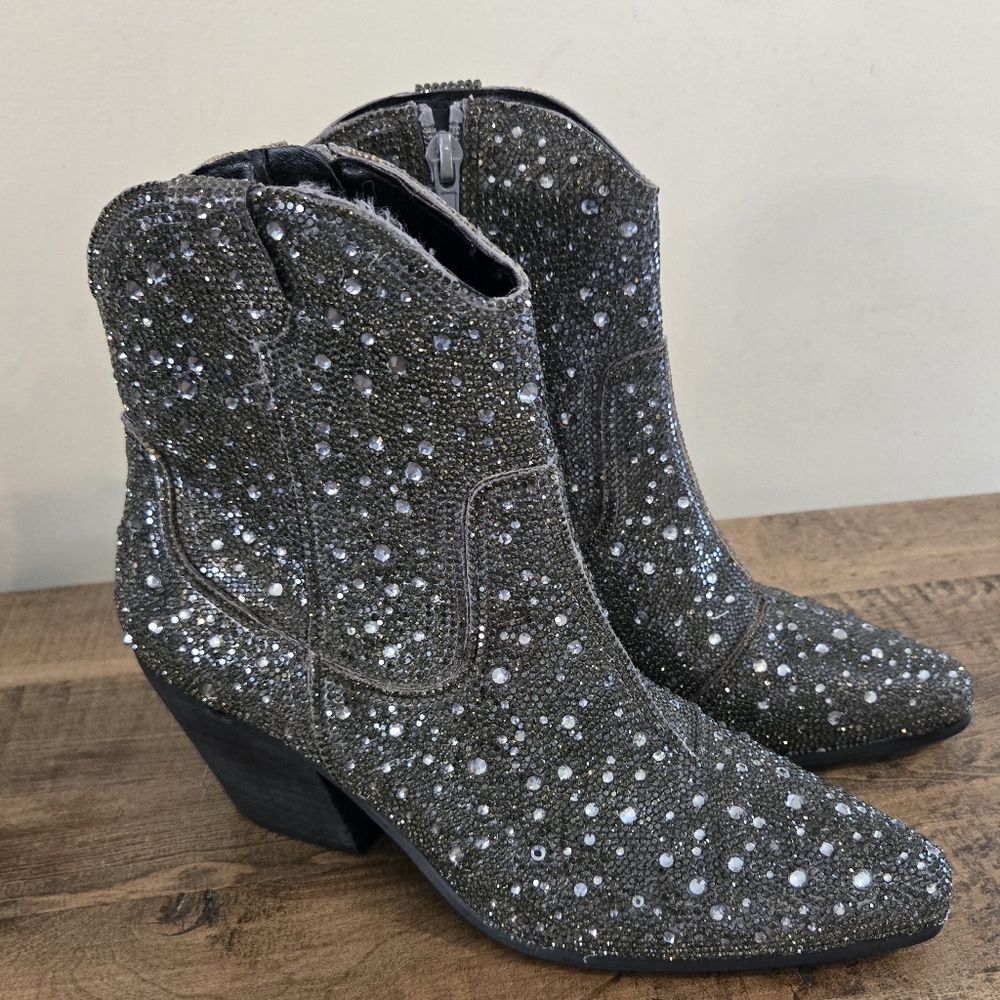 Matisse Shayne Rhinestone Green Ankle Booties Womens Size 7